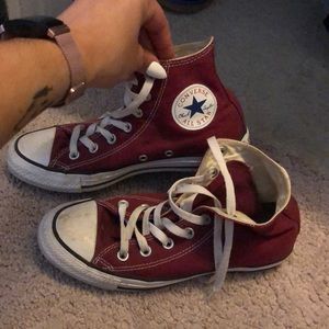 Slightly worn converse, maroon